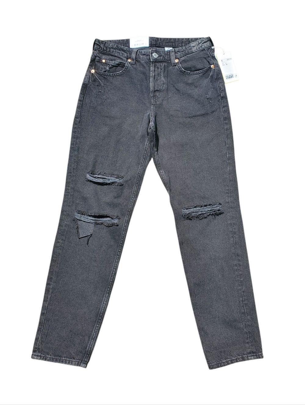 NWT H&M Women's Black Distressed Boyfriend Jeans
